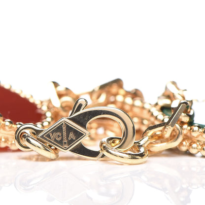 Van Cleef & Arpels 18K Yellow Gold Mother of Pearl Malachite Carnelian Tiger Eye 4 Motifs Lucky Alhambra Bracelet 4 of 4