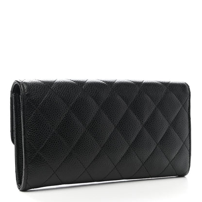 Chanel Caviar Quilted Large Gusset Flap Wallet Black 3 of 8
