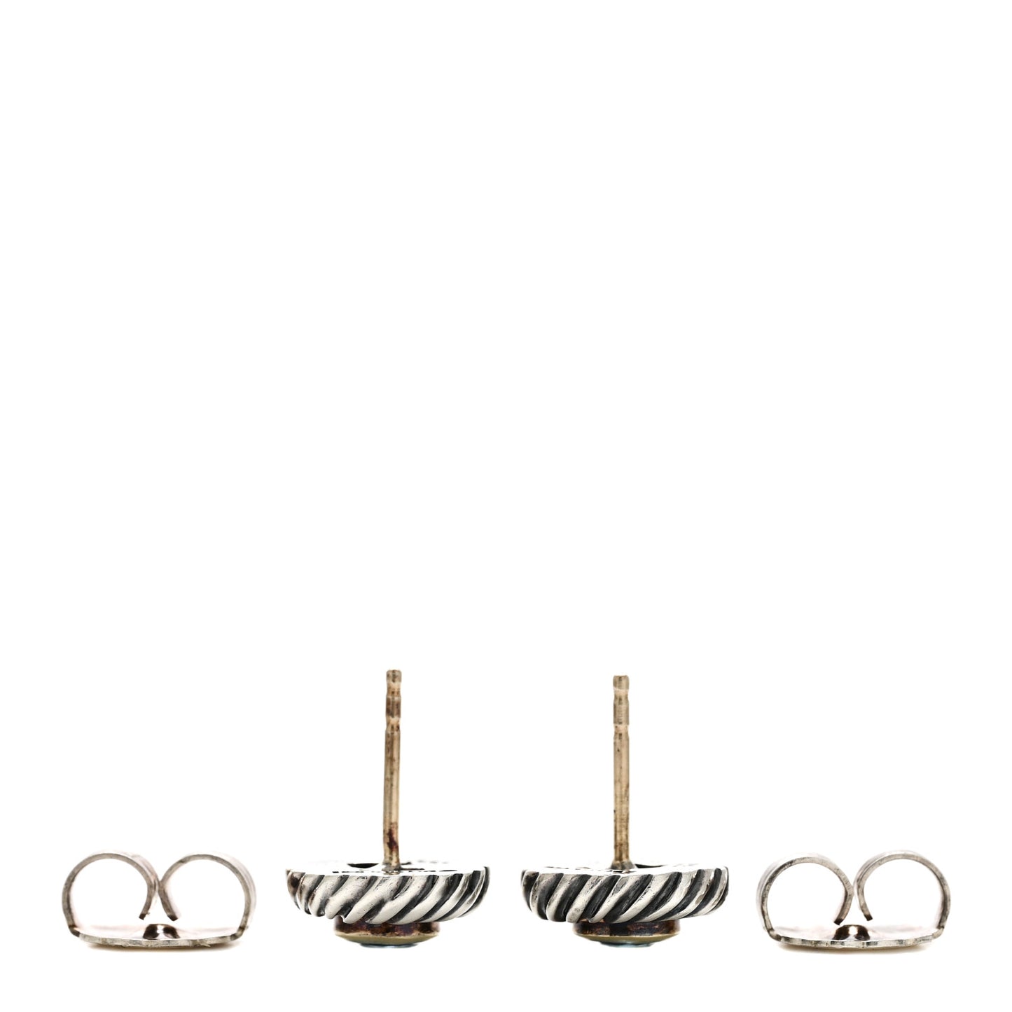 Sterling Silver 14K Yellow Gold Blue Topaz Cookie Cable Earrings