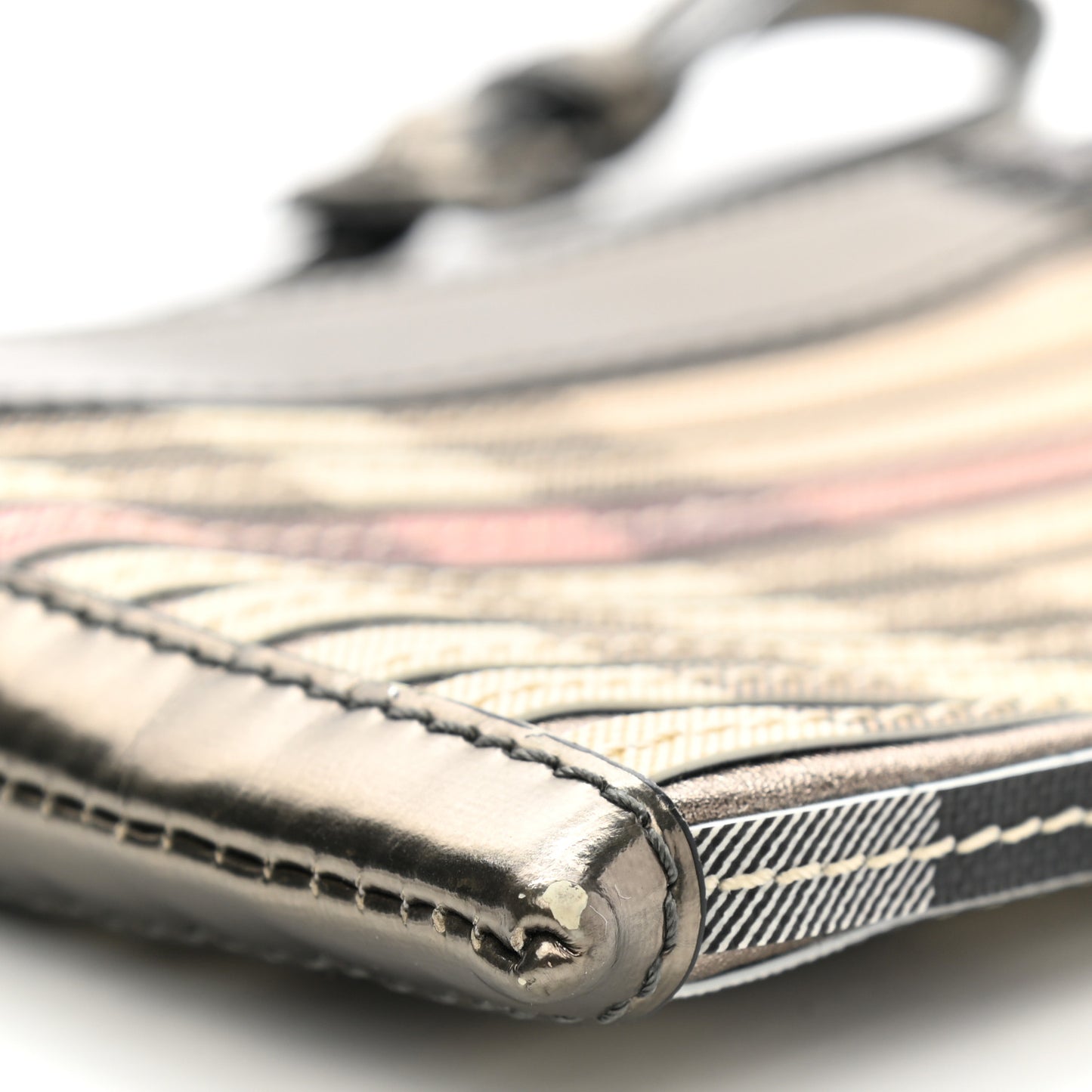 Metallic Patent Calfskin House Check Sliced Ashcombe Clutch