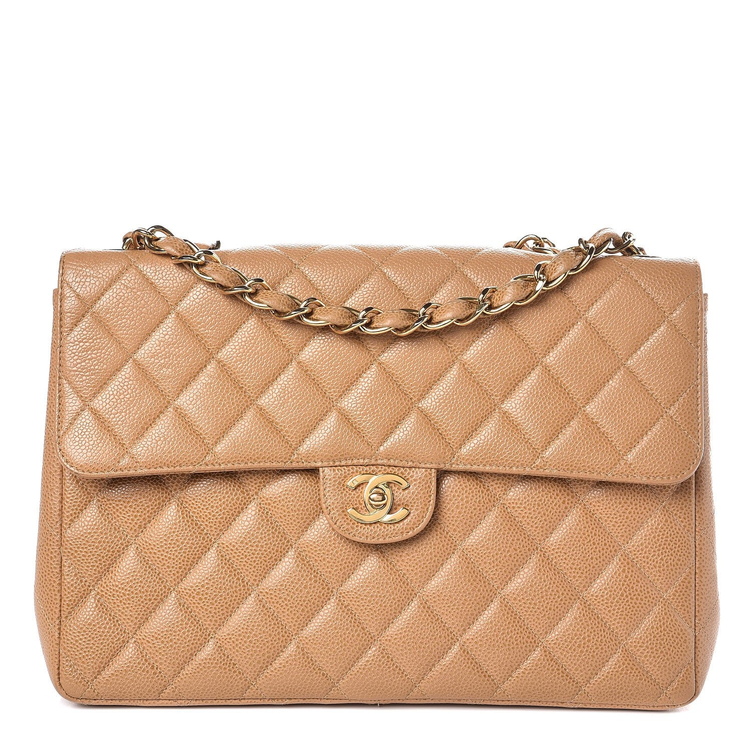 Chanel Caviar Quilted Jumbo Single Flap Beige 1 of 9