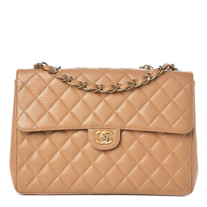 Chanel Caviar Quilted Jumbo Single Flap Beige 1 of 9