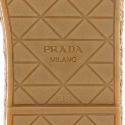 Prada Nappa Logo Quilted Espadrille 20mm Slide Sandals 38 Bianco 6 of 13