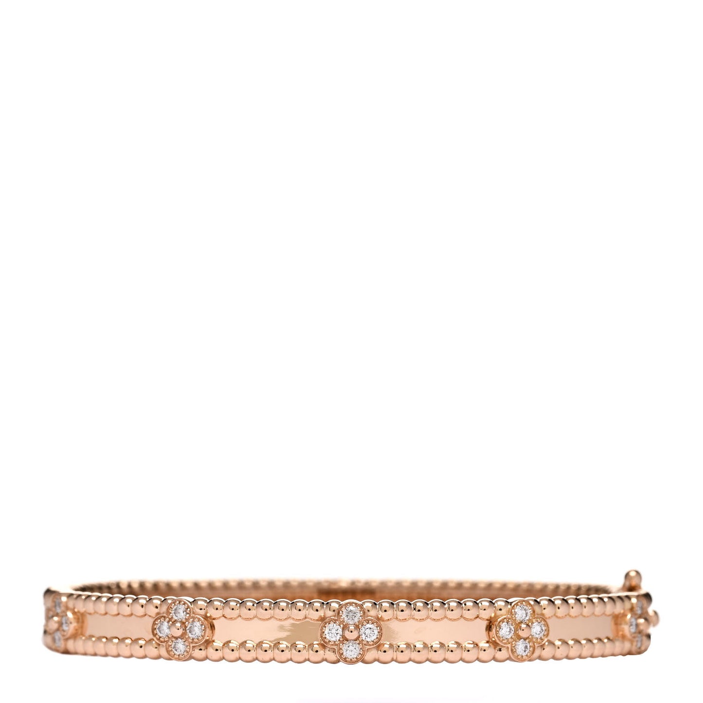 18K Rose Gold Diamond Perlee Sweet Clovers Bracelet S