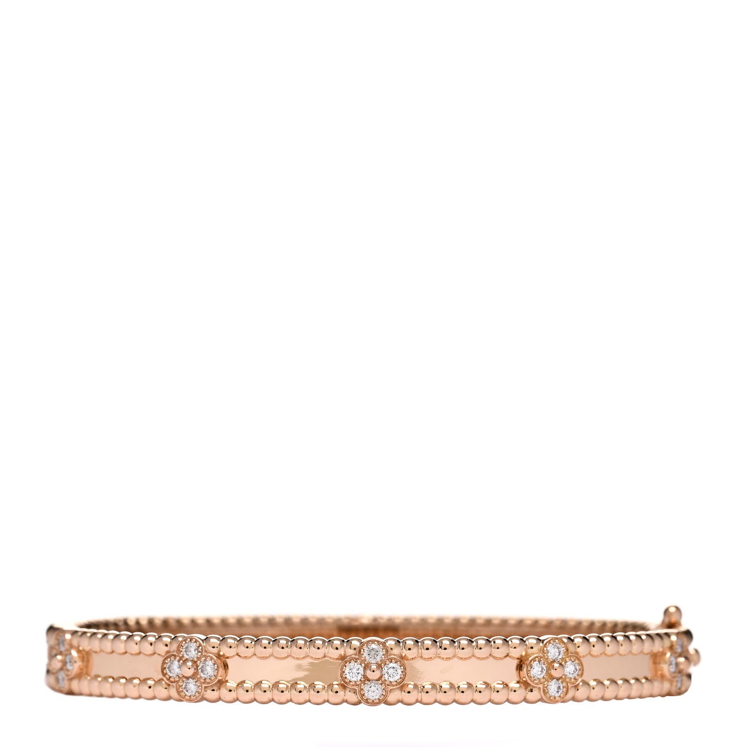 Van Cleef & Arpels 18K Rose Gold Diamond Perlee Sweet Clovers Bracelet S 2 of 4