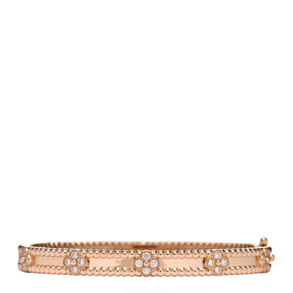 Van Cleef & Arpels 18K Rose Gold Diamond Perlee Sweet Clovers Bracelet S 2 of 4