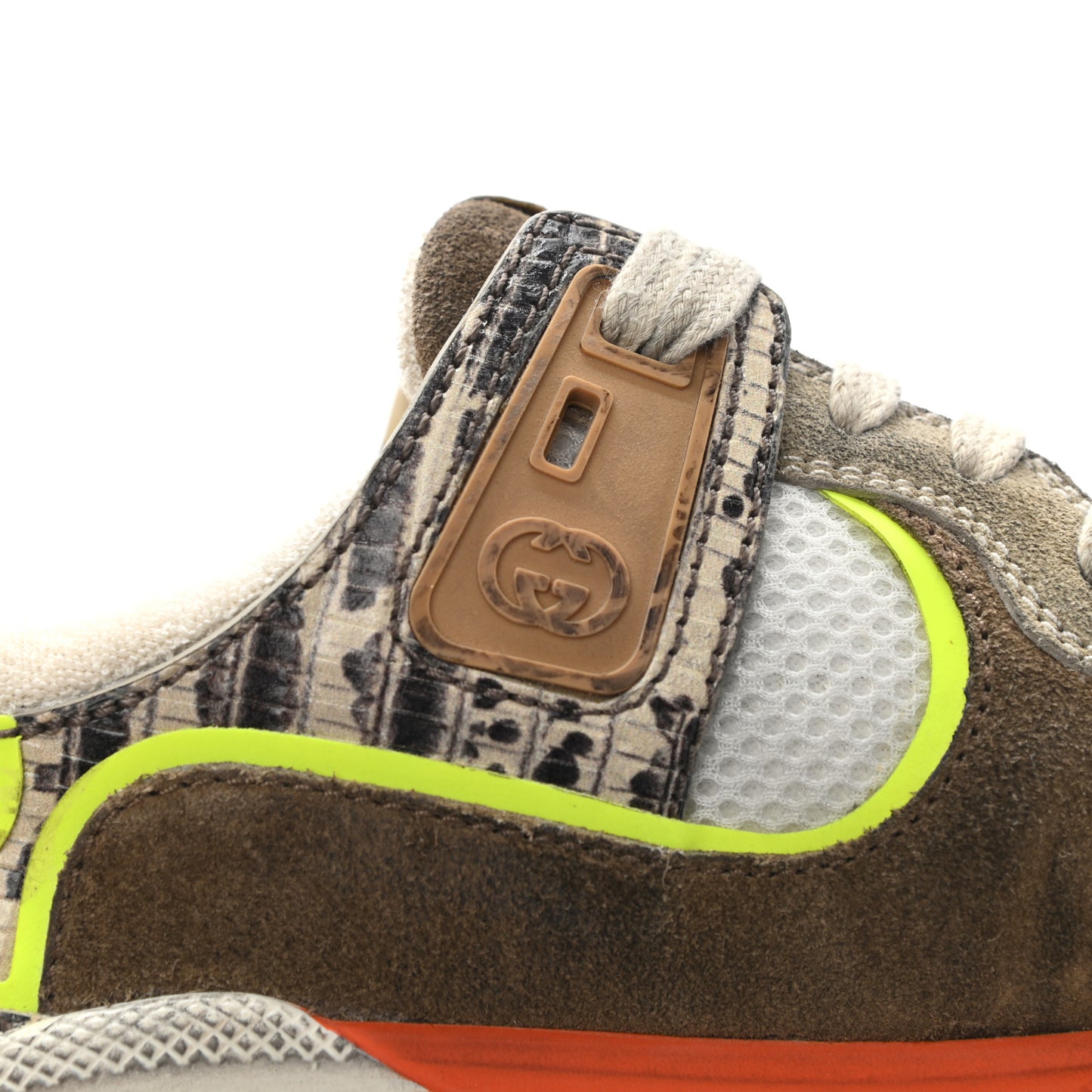 Suede Calfskin Tejus Printed Womens Ultrapace Sneakers 38 Natural Ardesia Neon Yellow