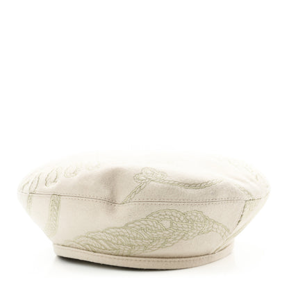 Hermes Wool Embroidered Saint-Honore en Finesse Beret 57 White Casse 1 of 7