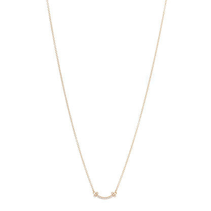 Tiffany 18K Yellow Gold Diamond Mini T Smile Pendant Necklace 1 of 6