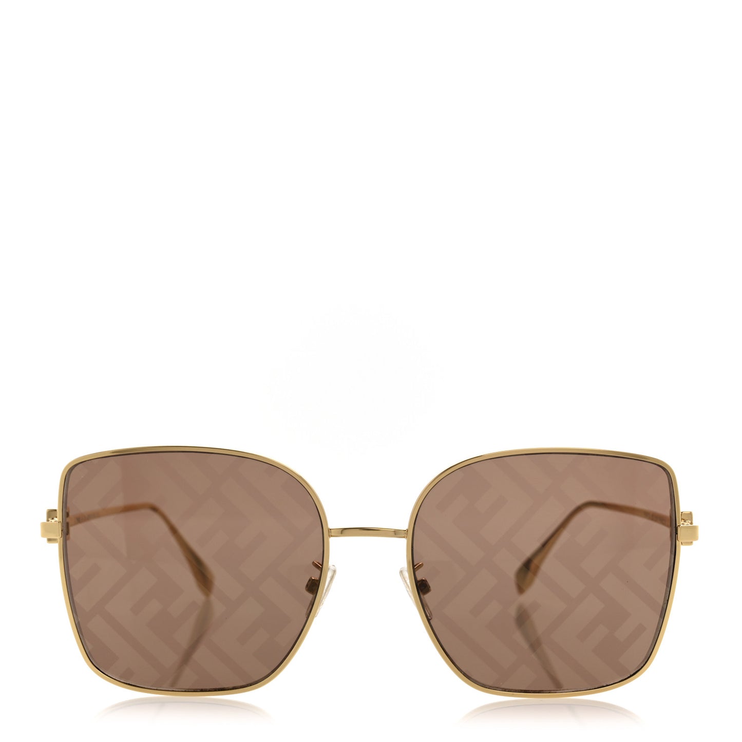 Metal Baguette Square Sunglasses FE40013U Gold Brown