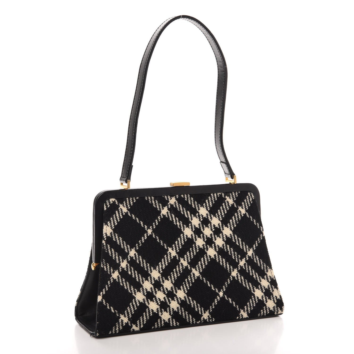 Burberry Wool Plaid Check Frame Bag Black 3 of 10