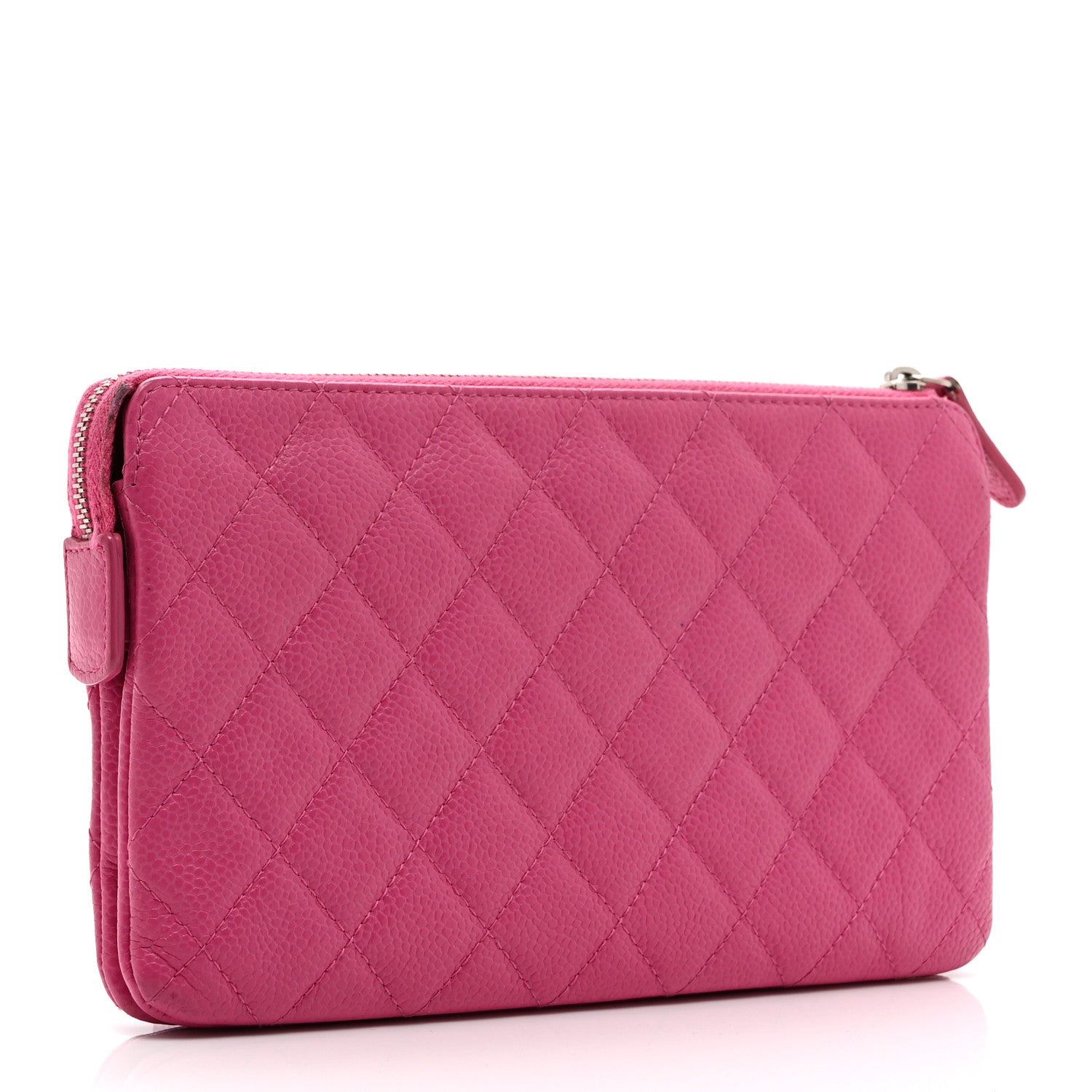 Chanel Caviar Quilted Enamel Zipped Clutch  Pink 3 of 11