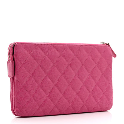 Chanel Caviar Quilted Enamel Zipped Clutch  Pink 3 of 11
