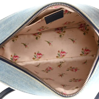 Gucci Denim Matelasse Embroidered Small GG Marmont Chain Shoulder Bag Blue 5 of 14