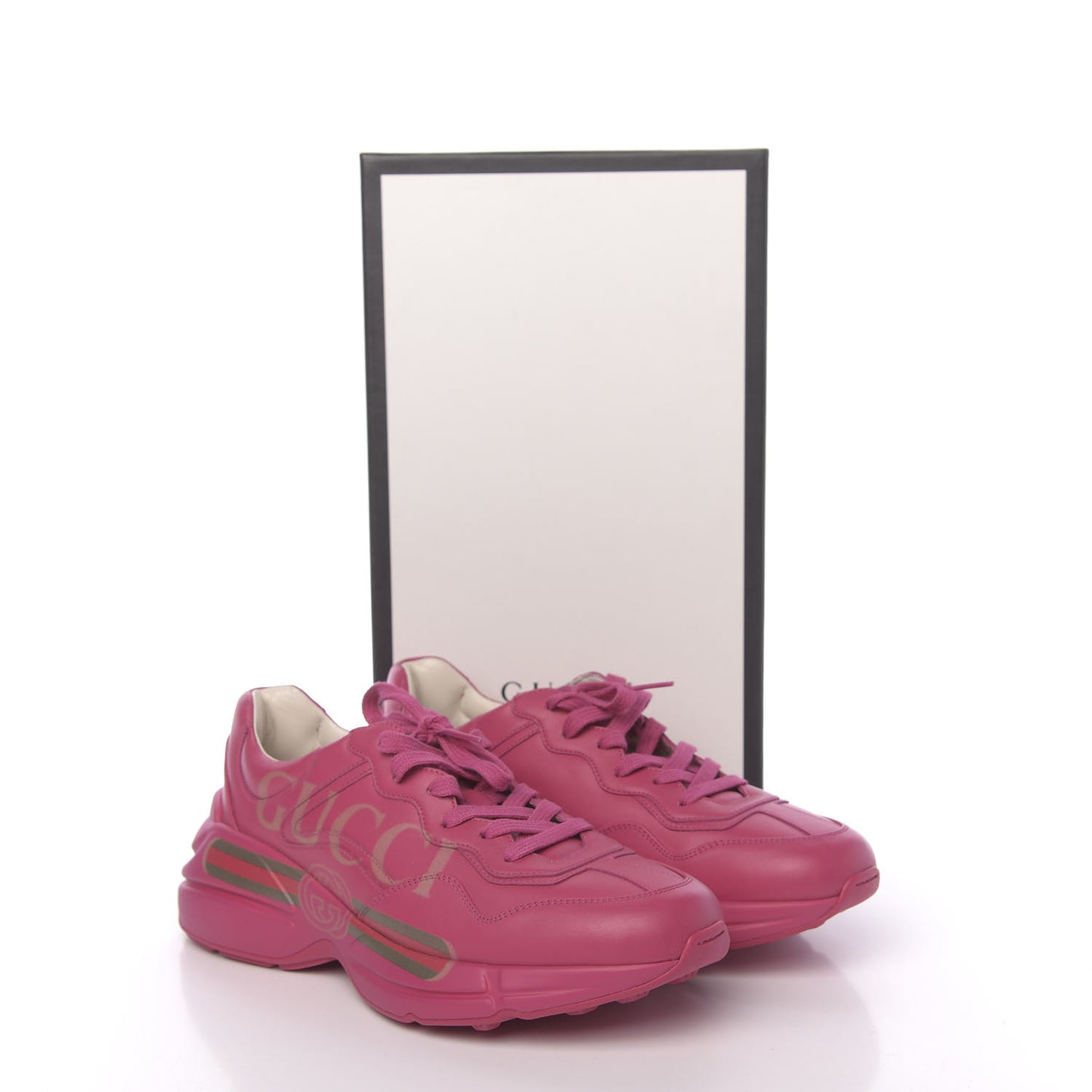 Calfskin Logo Womens Rhyton Sneakers 40 Box Pink