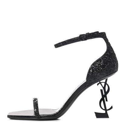 Saint Laurent Glitter Opyum Sandals 36 Black 1 of 8