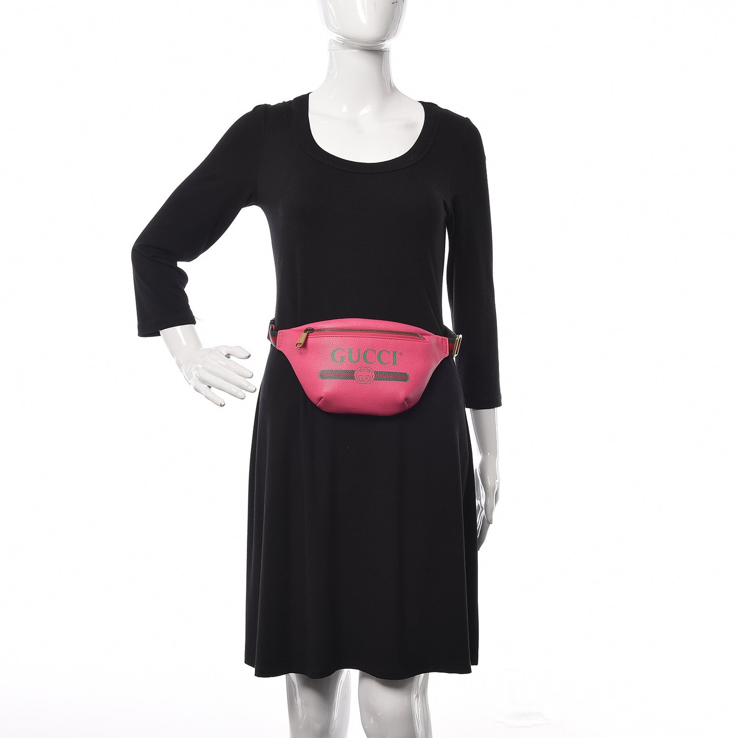 Grained Calfskin Small Logo Belt Bag Box Pink Green