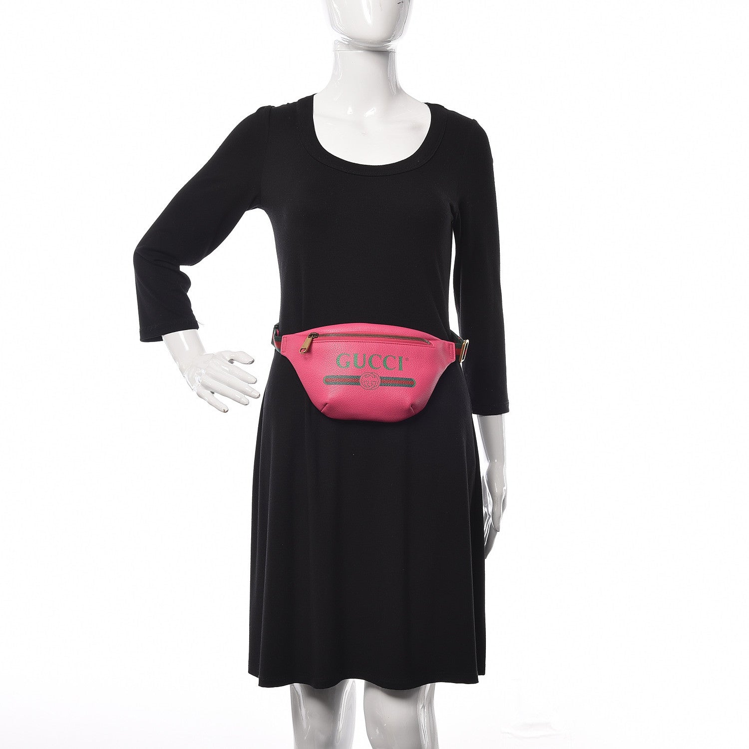 Gucci Grained Calfskin Small Logo Belt Bag Box Pink Green 2 of 10