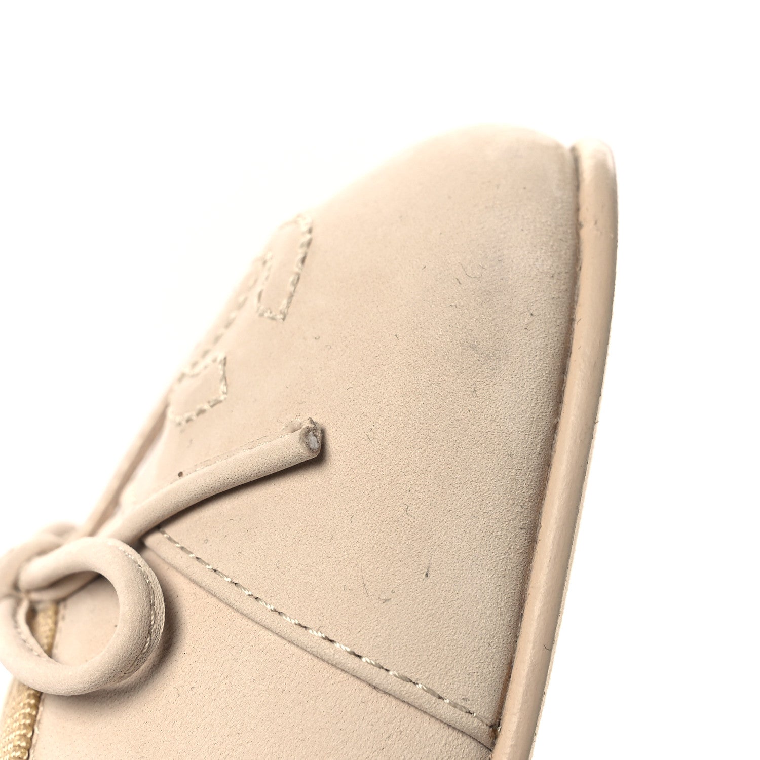 Chanel Suede Calfskin Cap Toe CC Ballerina Flats 36 Beige 11 of 11