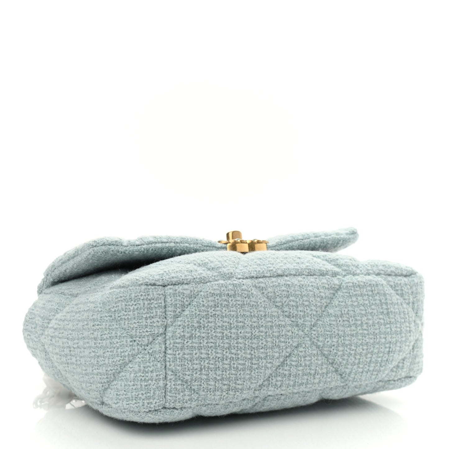 Tweed Mixed Fibers Quilted Medium Chanel 19 Flap Light Green
