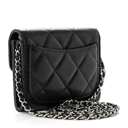 Chanel Caviar Quilted Flap Card Holder On Chain Black 3 of 8