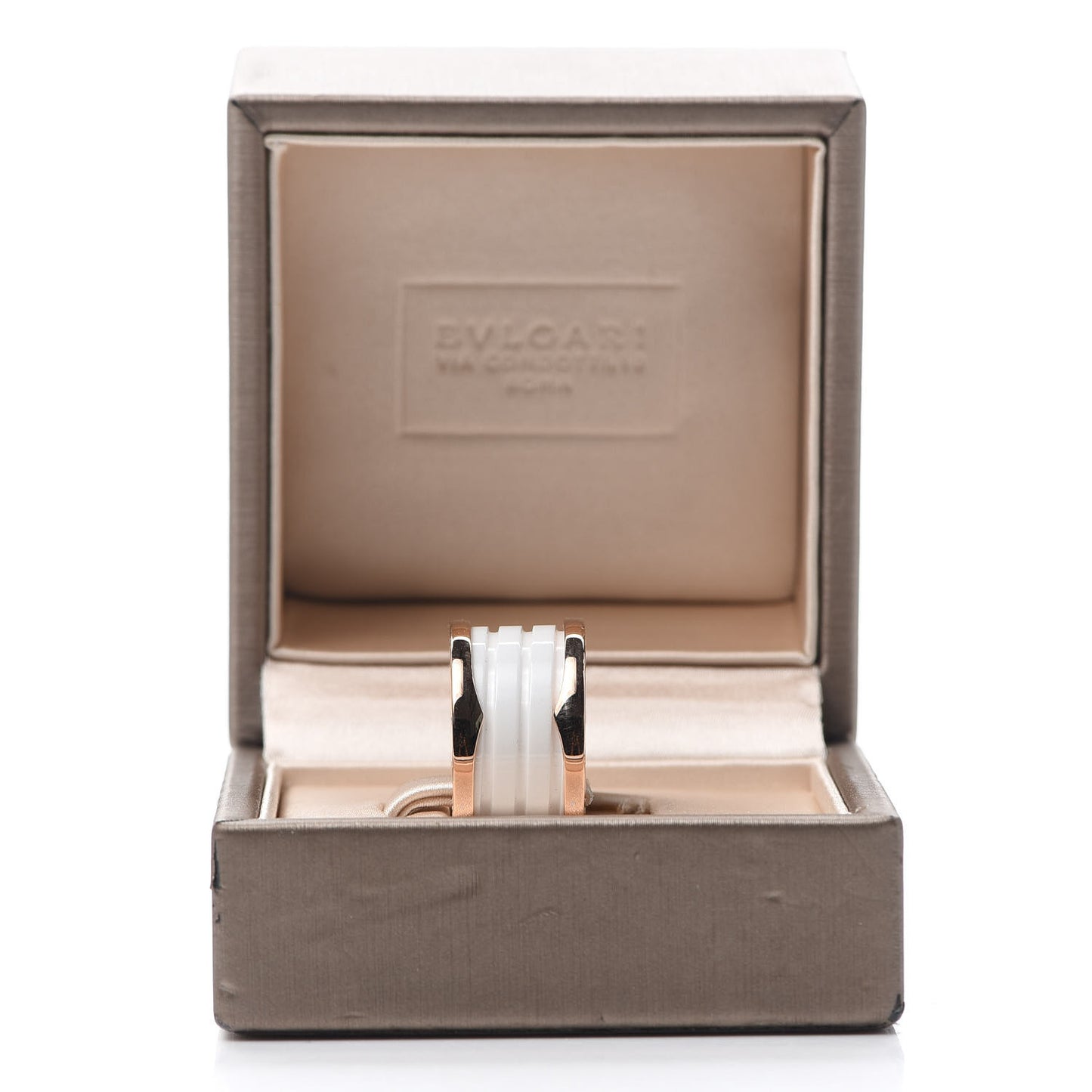 18K Rose Gold White Ceramic B.Zero1 Four-Band Ring 54 6.75