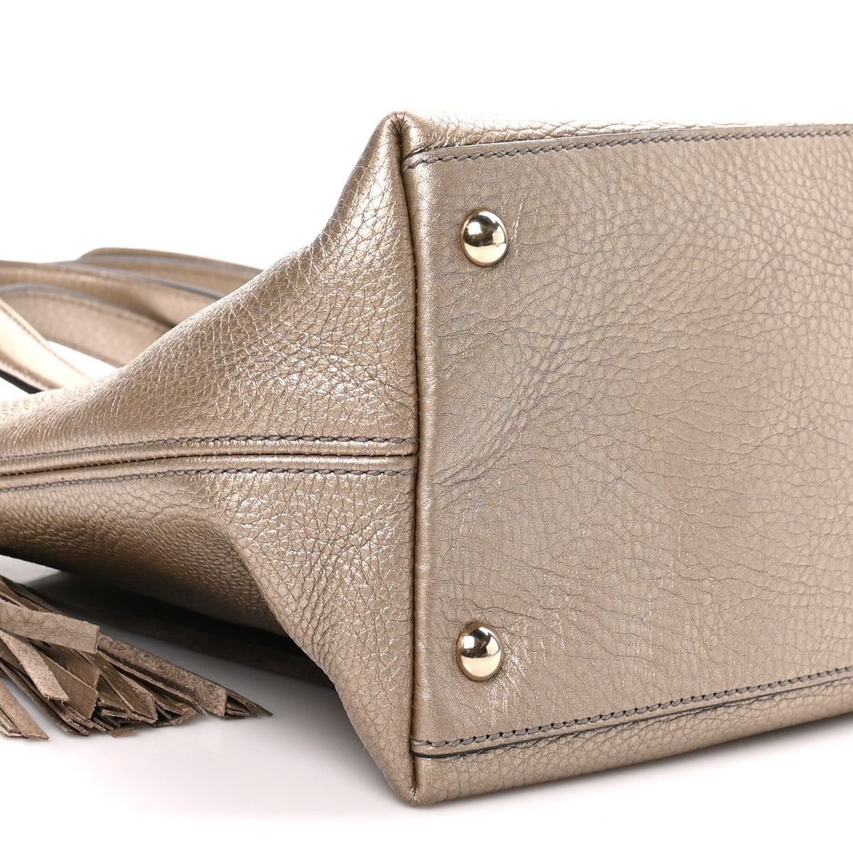 Metallic Cellarius Calfskin Small Soho Top Handle Satchel Golden Beige
