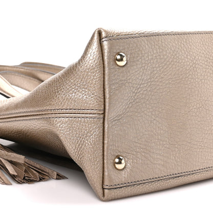Gucci Metallic Cellarius Calfskin Small Soho Top Handle Satchel Golden Beige 9 of 10