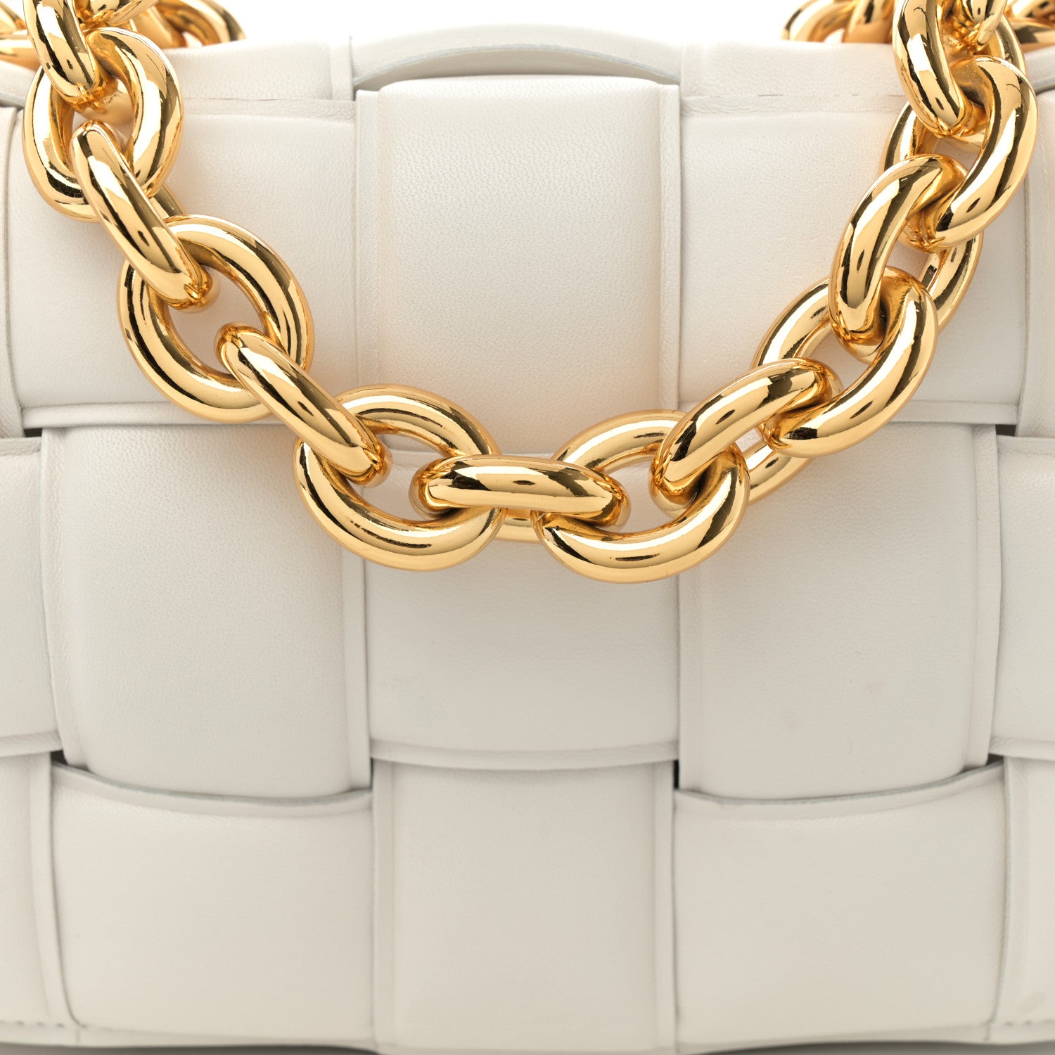 Bottega Veneta Lambskin Maxi Intreccio Padded Chain Cassette Crossbody Bag White 8 of 11
