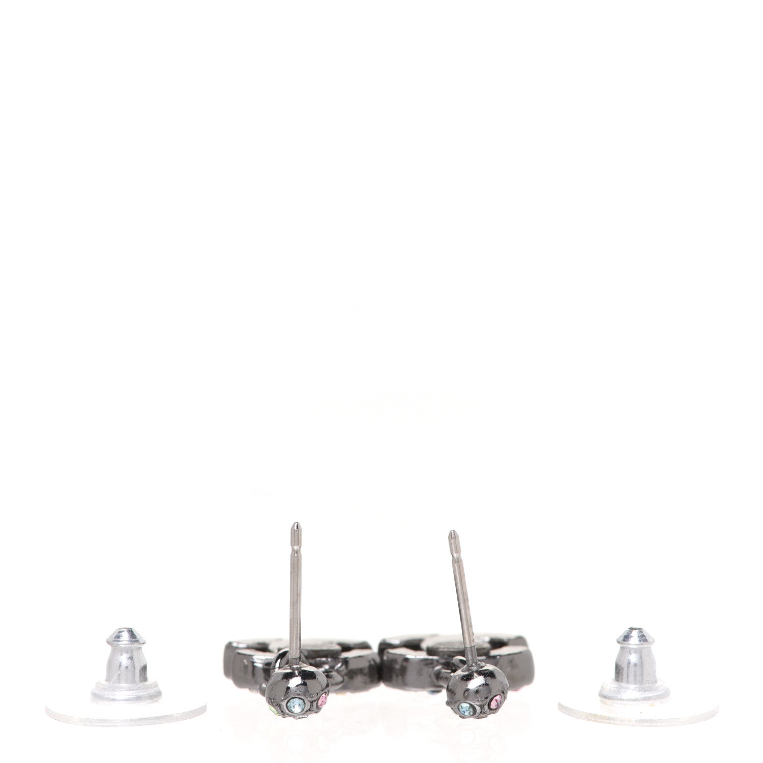 Chanel Crystal CC Drop Earrings Silver Multicolor 3 of 5