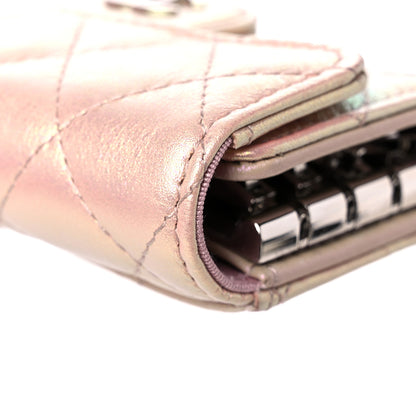 Chanel Iridescent Calfskin Quilted Classic 4 Key Holder Wallet Pink 13 of 14