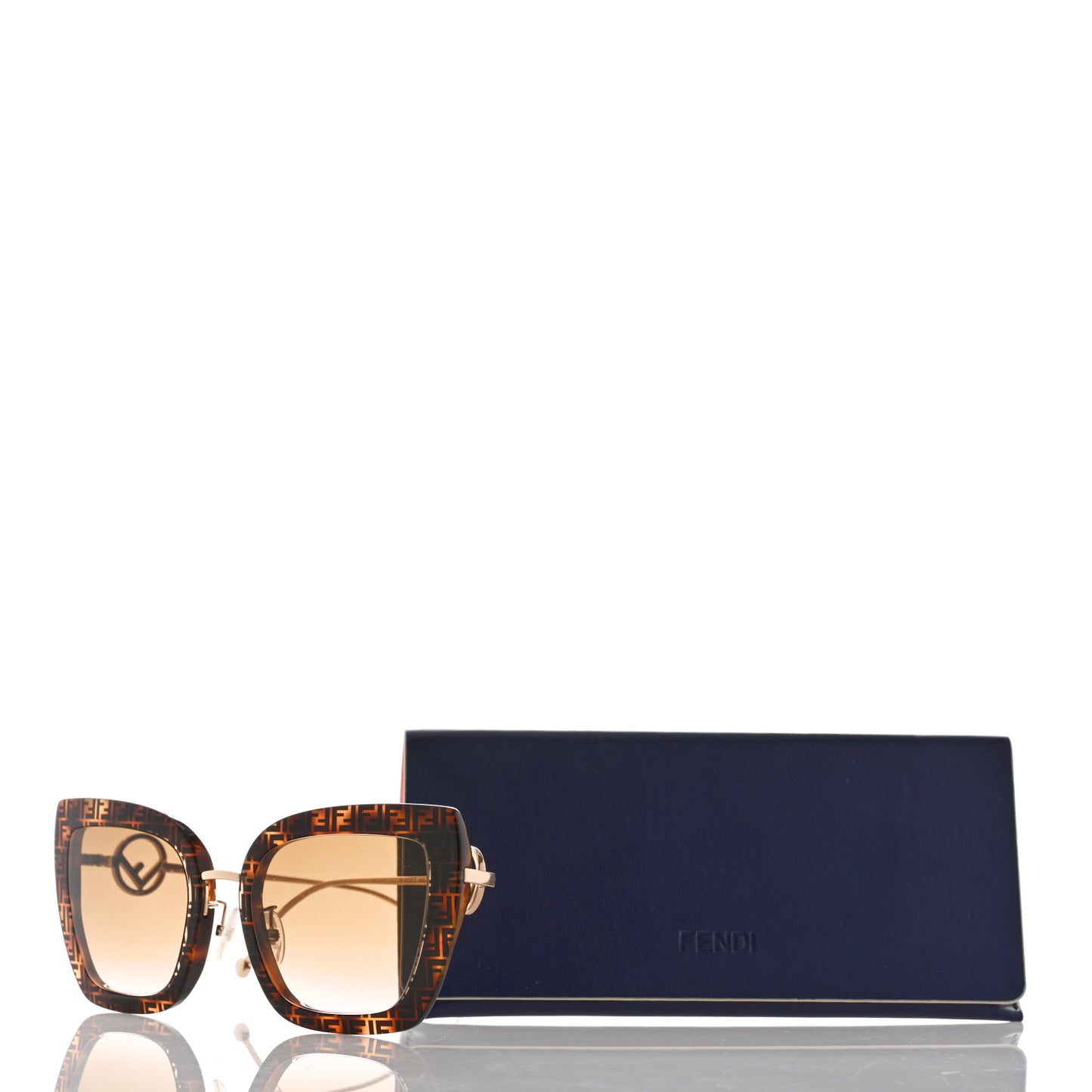 Acetate Metal F is Fendi FF Square Cat Eye Sunglasses FF 0424/F/S Havana