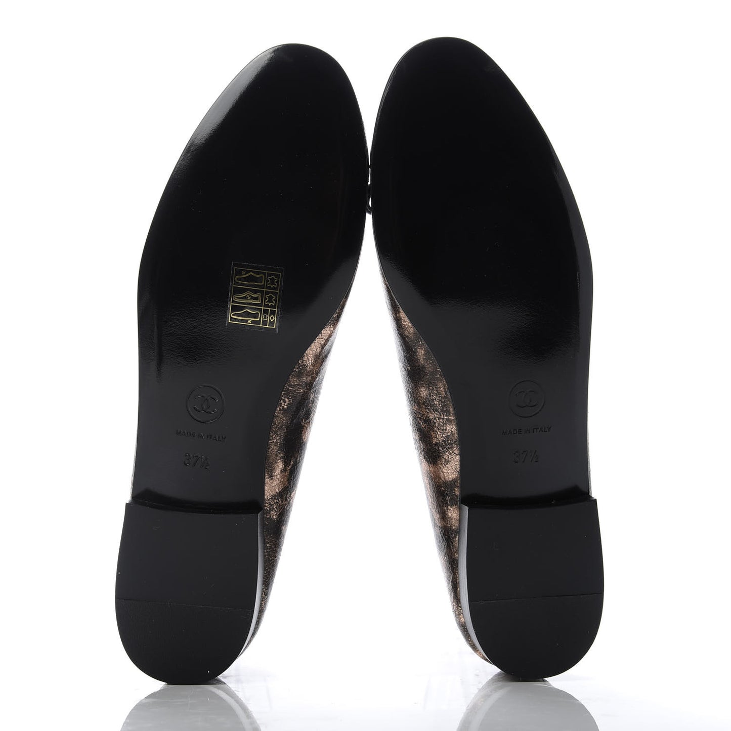 Laminated Suede Goatskin Cap Toe CC Ballerina Flats 37.5 Bronze