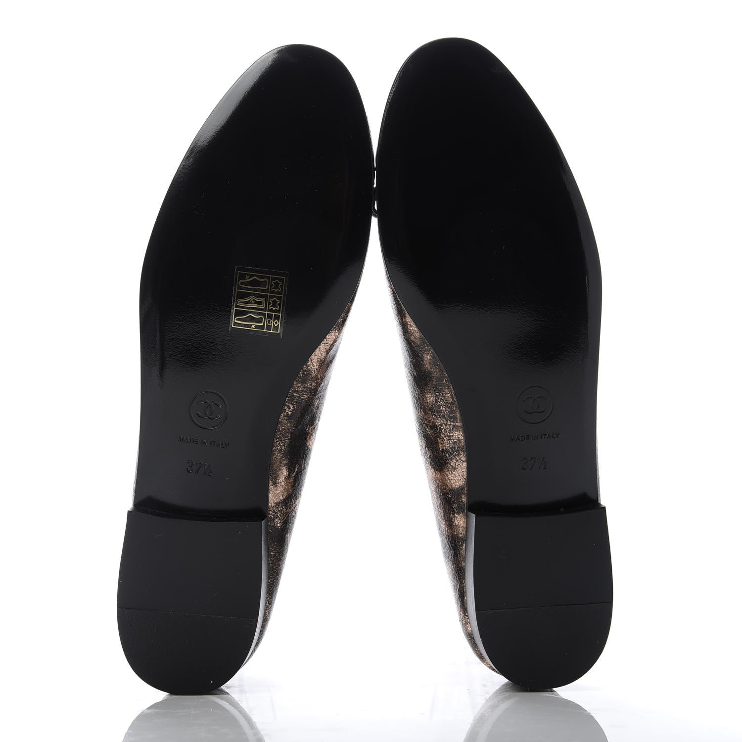 Chanel Laminated Suede Goatskin Cap Toe CC Ballerina Flats 37.5 Bronze 5 of 10