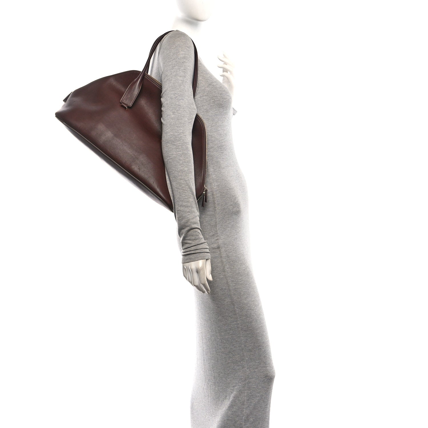 The Row Polished Saddle Calfskin Large Devon Bag Burgundy 2 of 9