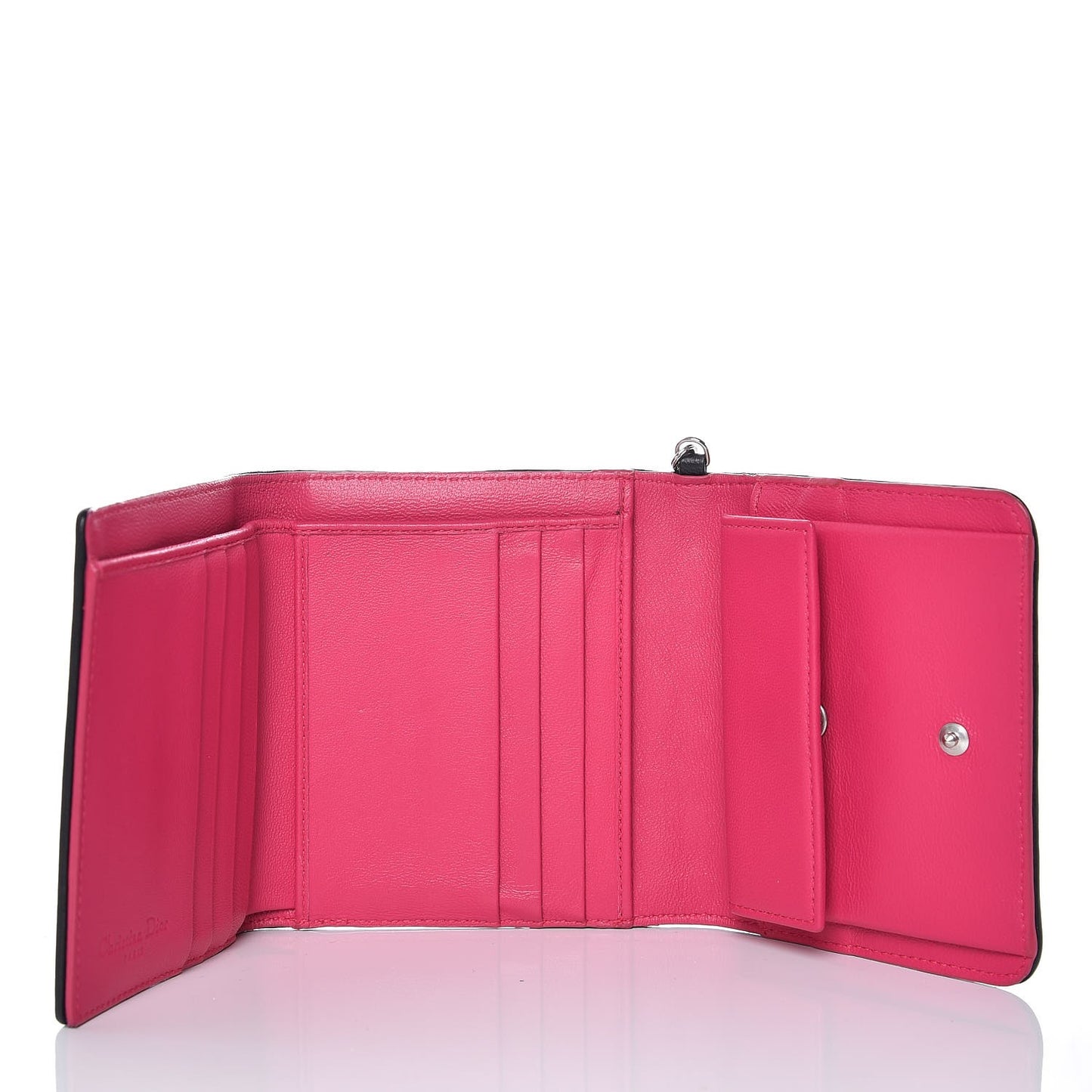 Lambskin Cannage Bicolor Lady Dior Wallet Black