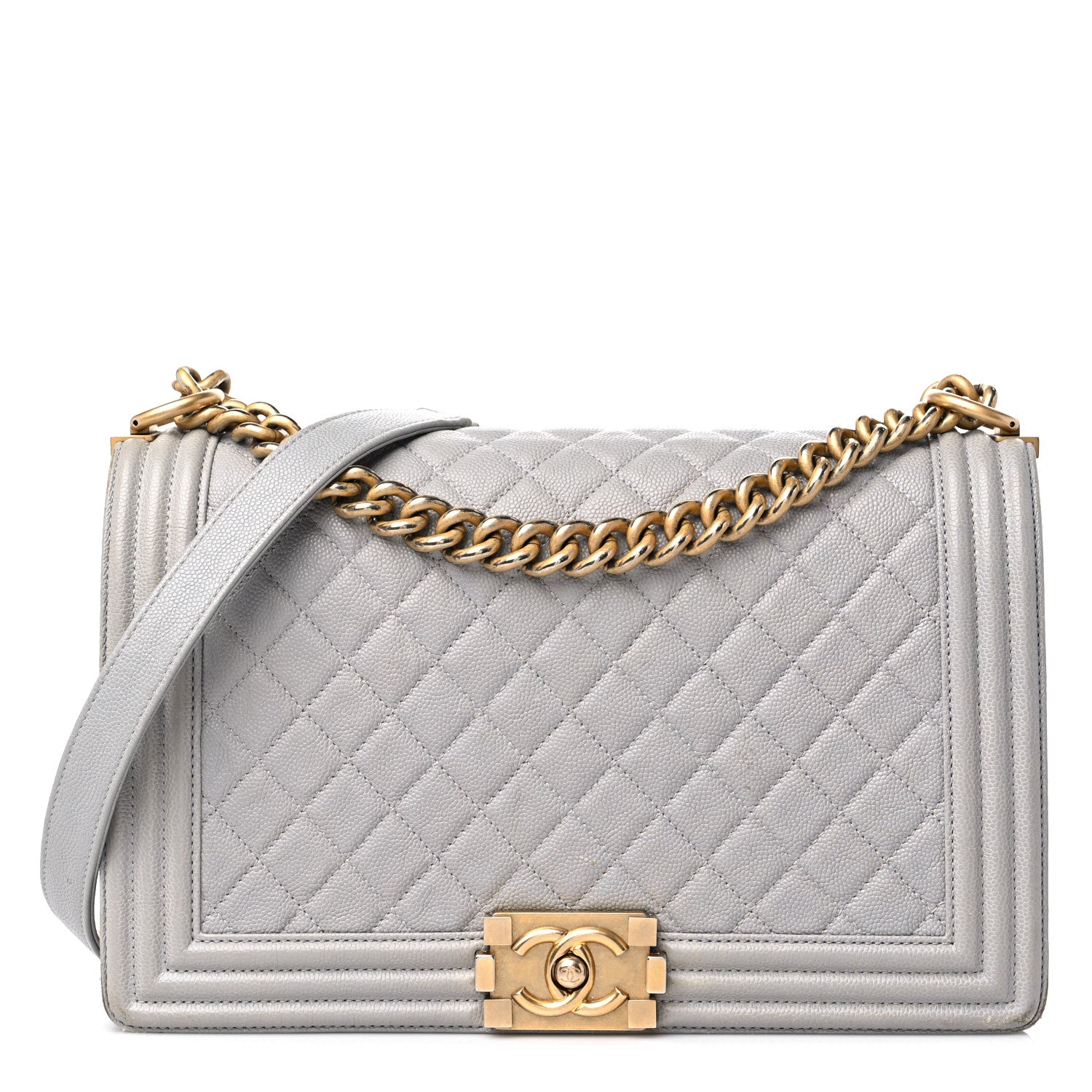Chanel Caviar Quilted New Medium Boy Flap Grey 1 of 19