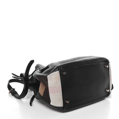 Burberry Grainy Calfskin House Check Small Maidstone Black 4 of 13