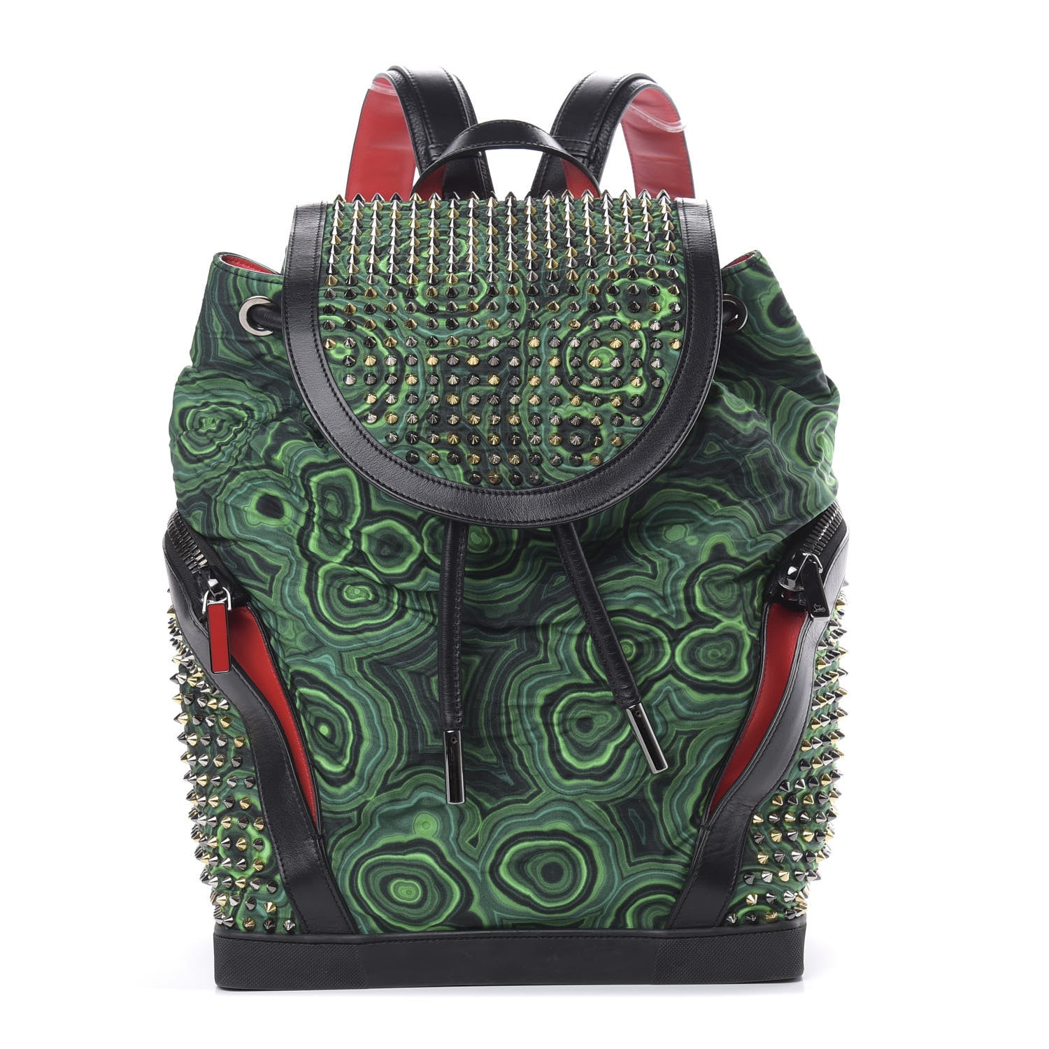 Christian Louboutin Fabric Malachite Spiked Explorafunk Backpack Green 1 of 11