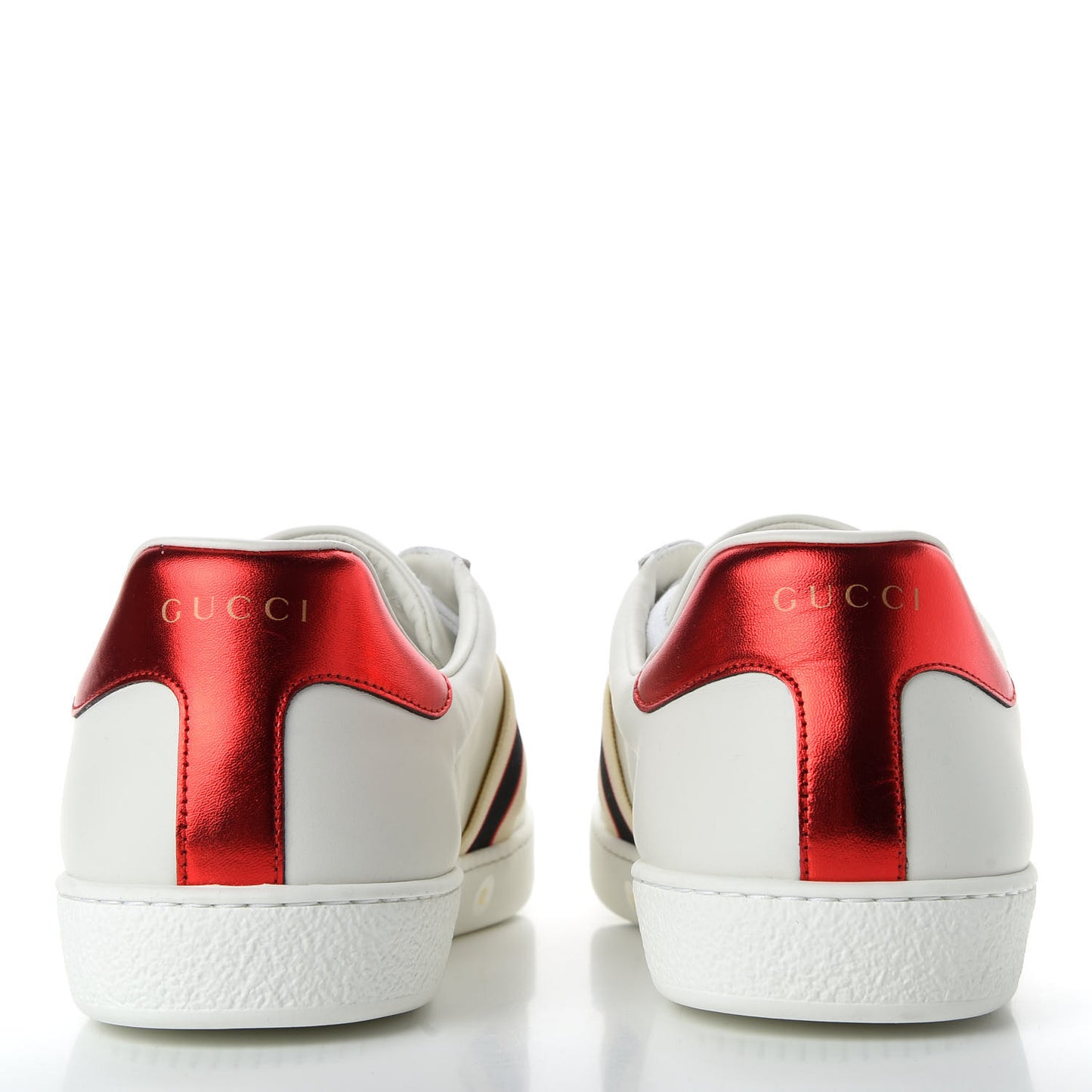 Calfskin Stripe Mens New Ace Sneakers 12 White Ecru Red Flame