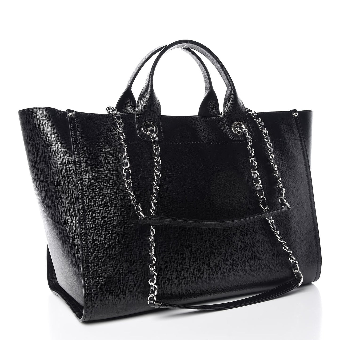 Caviar Medium Studded Deauville Tote Black