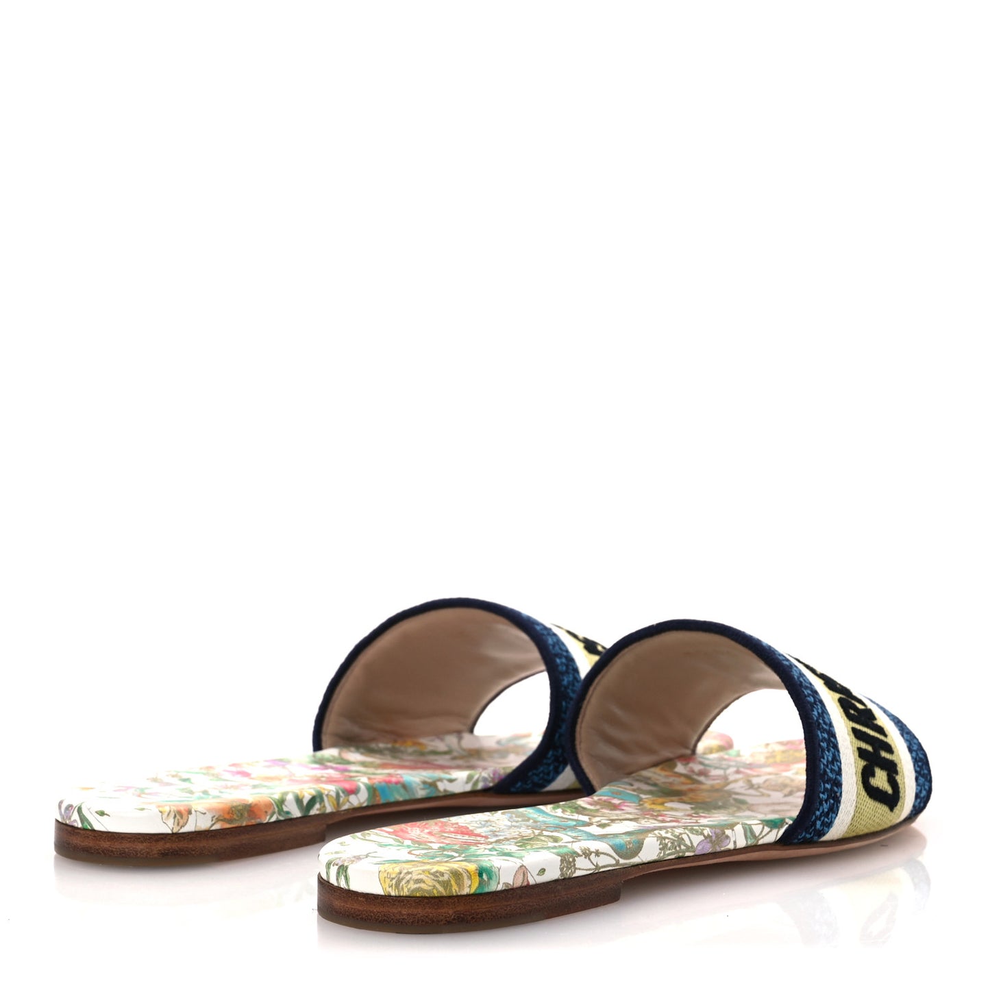 Canvas D-Constellation Embroidered Dway Flat Slide Sandals 36.5 White Multicolor