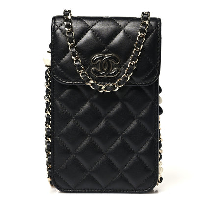Chanel Lambskin Quilted Candy CC Phone Holder With Chain Black 1 of 12