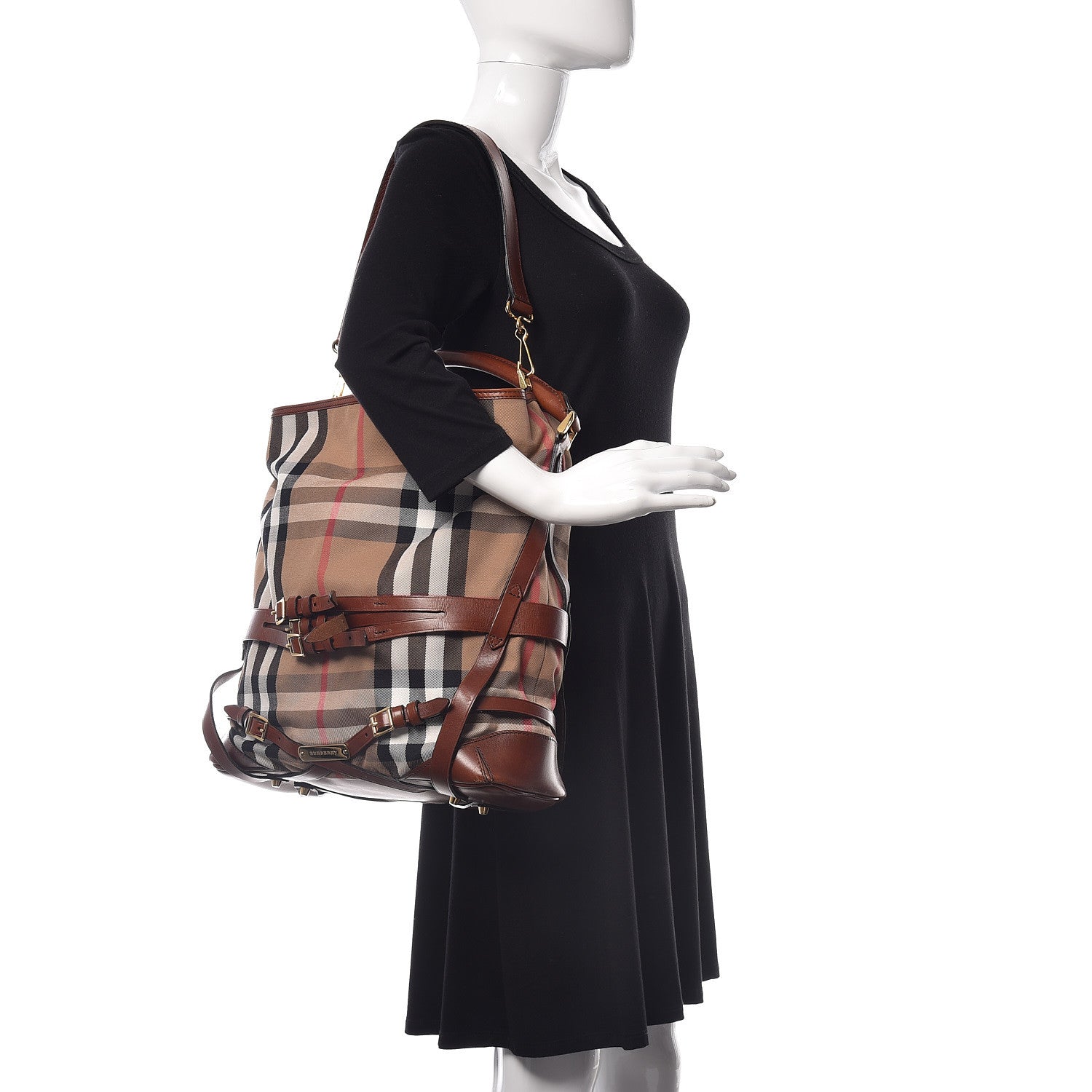 Burberry House Check Bridle Calfskin Medium Gosford Hobo Dark Tan 2 of 15