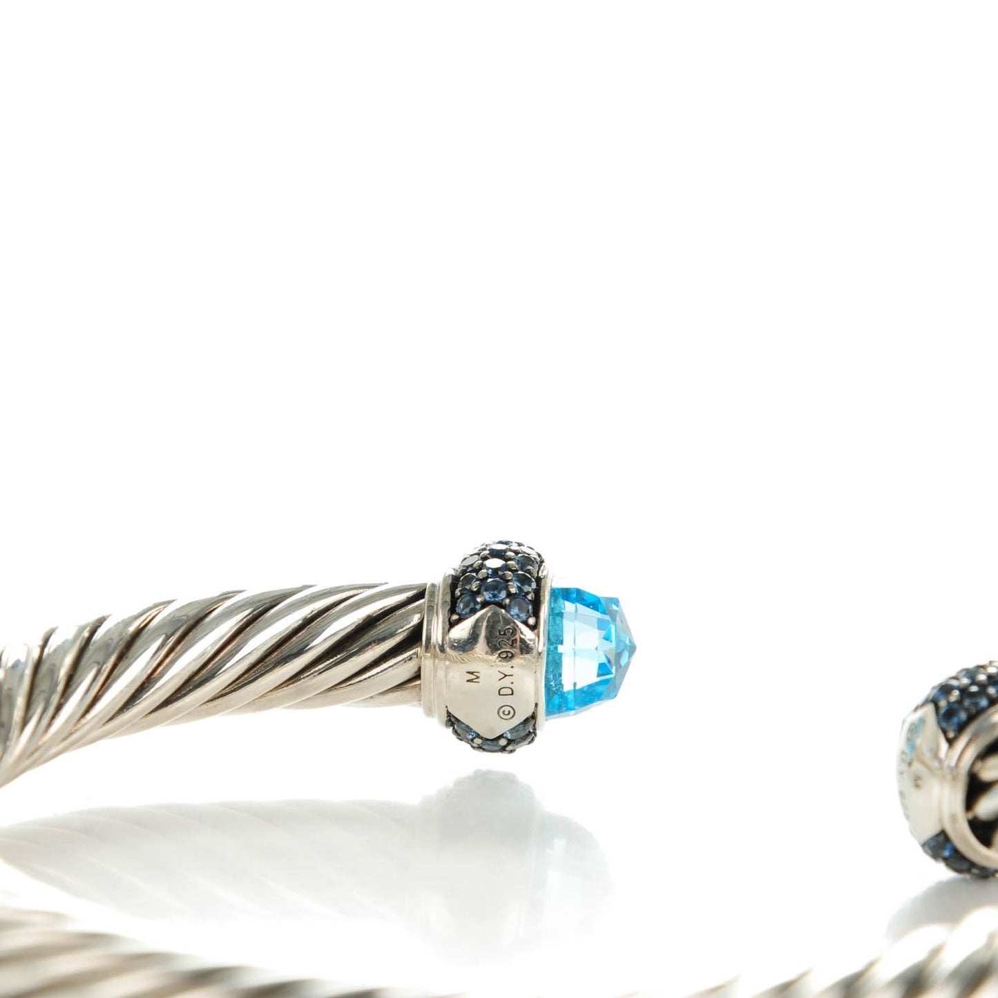 Sterling Silver Sapphire Blue Topaz 7mm Cable Candy Cuff