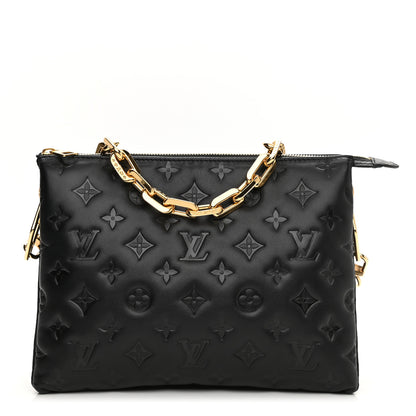 Louis Vuitton Lambskin Embossed Monogram Coussin PM Black 1 of 9