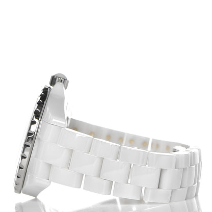 Chanel Stainless Steel Ceramic Diamond 33mm J12 Quartz Watch White 3 of 12