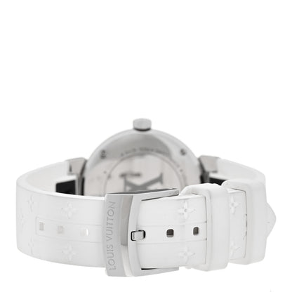 Louis Vuitton Stainless Steel Rubber Diamond 28mm Tambour Moon Divine Quartz Watch White 3 of 4