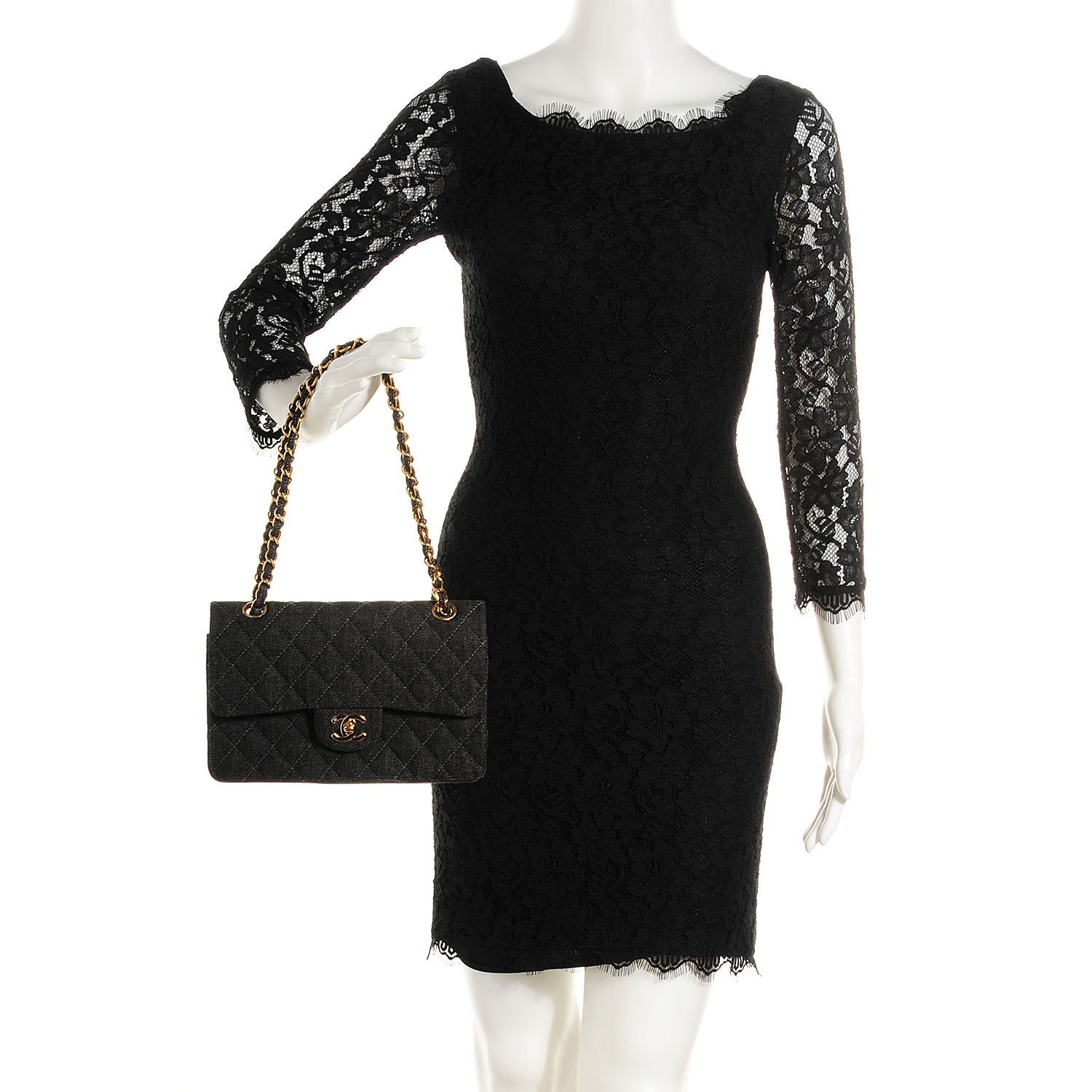 Chanel Denim Quilted Small Double Flap Bag Black 2 of 9
