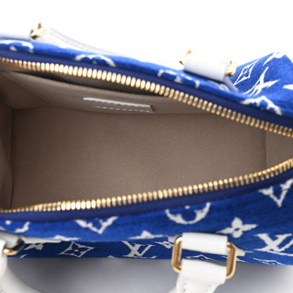 Louis Vuitton Jacquard Velvet Monogram LV Match Speedy Bandouliere 20 Blue 5 of 9